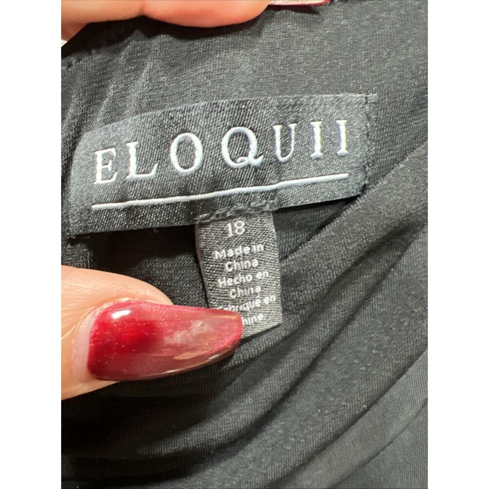 ELOQUII Black Off The Shoulder Fitted Maxi Dress Long Sleeve Ruched Size 18 - Picture 8 of 11